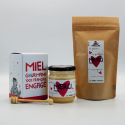 Duo coffret miel et billes fourrées à offrir maîtresse, maître ou ATSEM